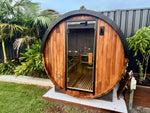 Load image into Gallery viewer, Urban 2-4 Person Traditional Cedar Barrel Sauna - Black Edition with Harvia Vega Heater

