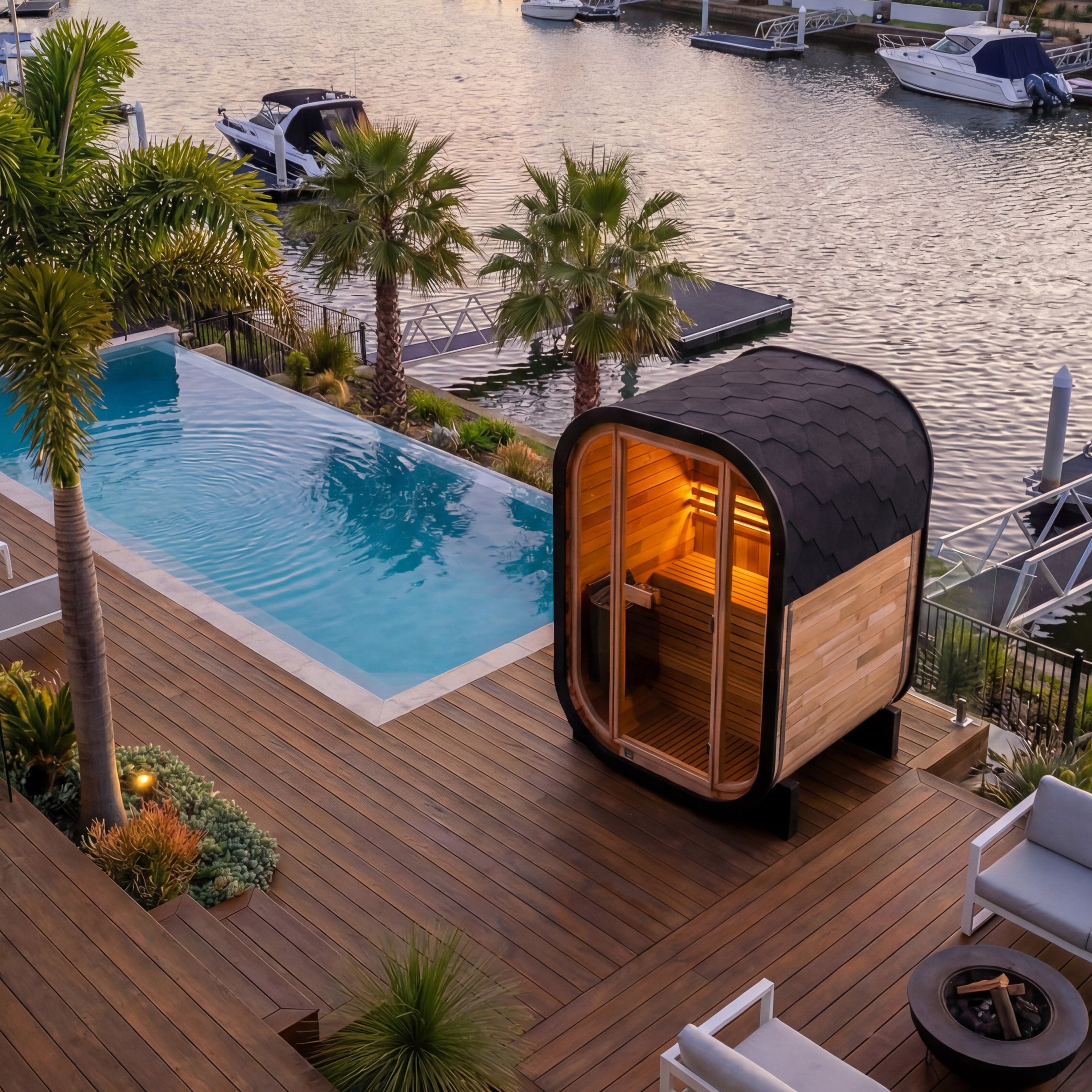 Niche View BLACK 1-2 Person Traditional Cedar Cube Sauna
