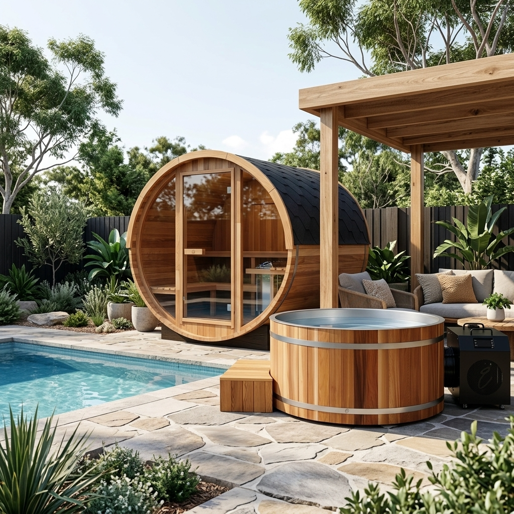 Curve PLUS+ Ice Bath & Outlook 4 Person Sauna | Contrast Package