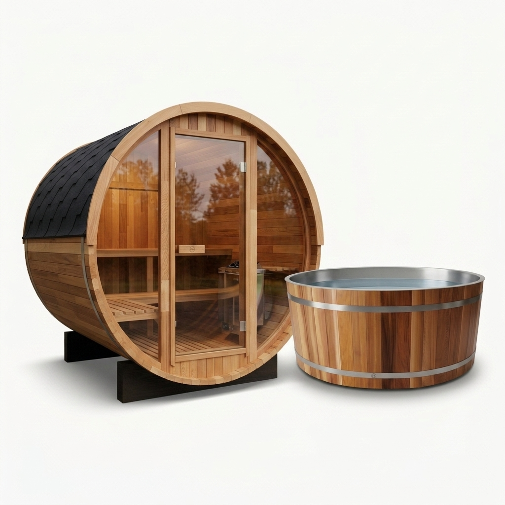Curve PLUS+ Ice Bath & Outlook 4 Person Sauna | Contrast Package