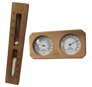 Sauna Thermometer/Hygrometer and Sand Timer (Bundle) - Red Cedar