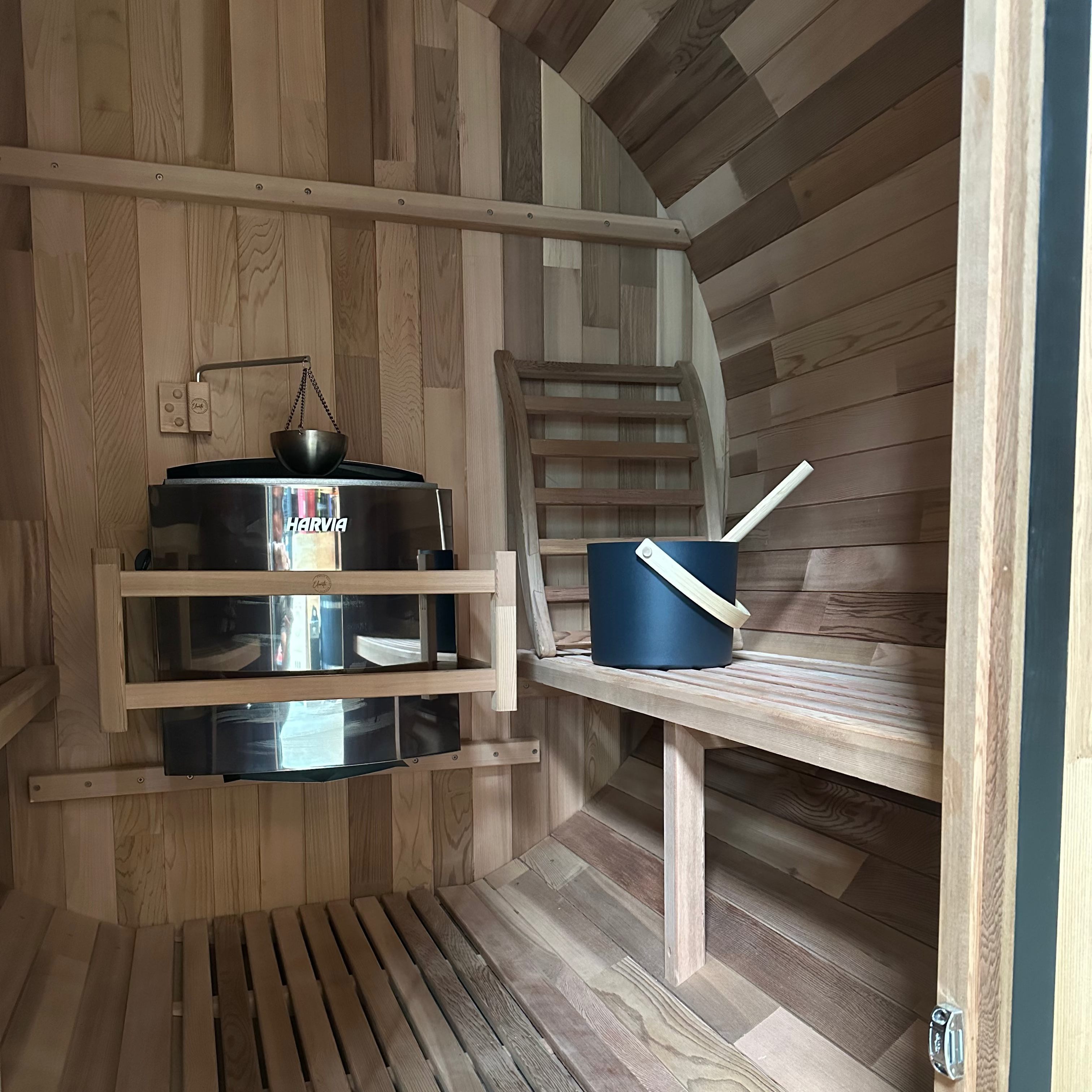 Urban 2-4 Person Traditional Cedar Barrel Sauna | Black Edition