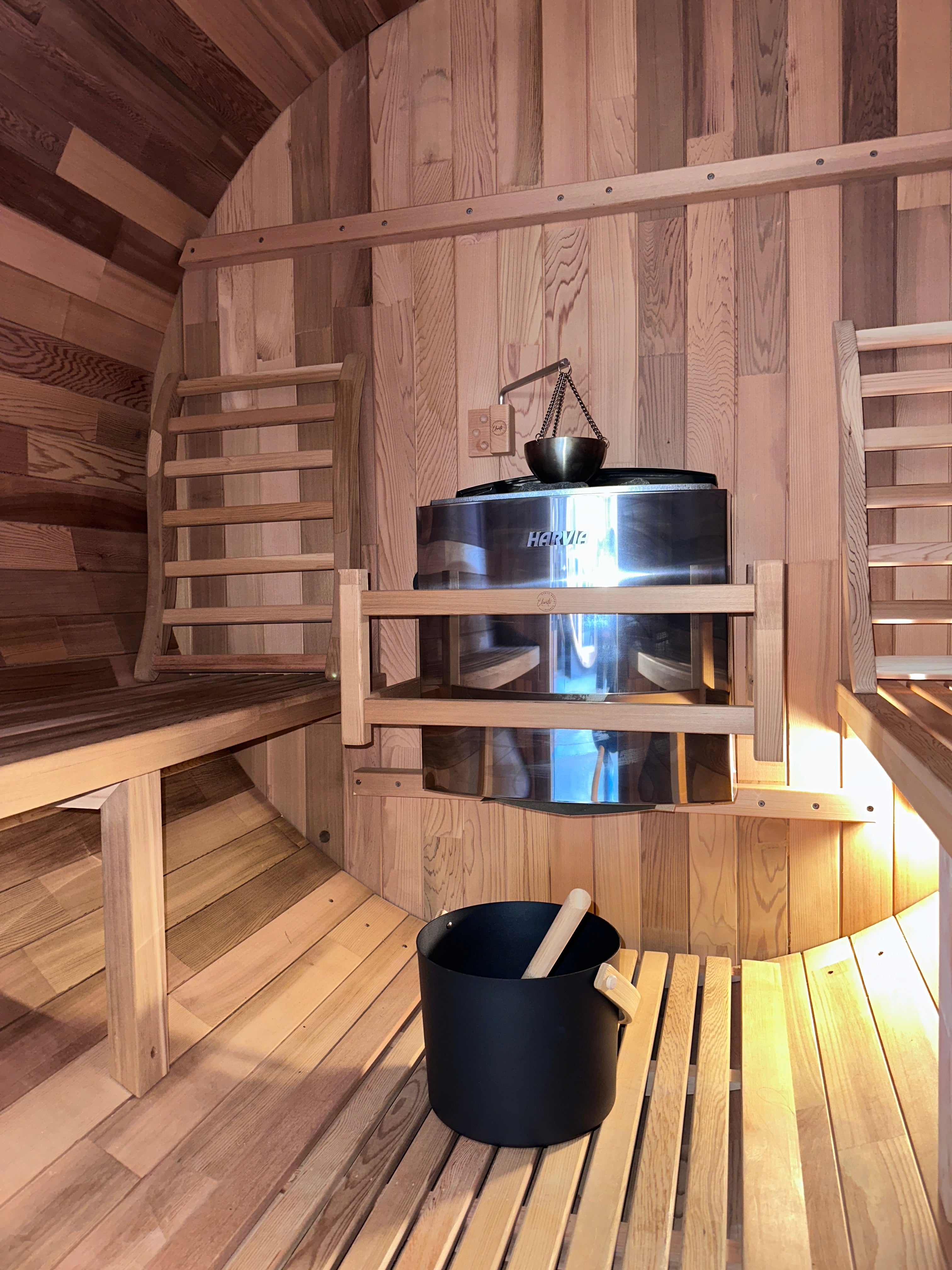 Urban 2-4 Person Traditional Cedar Barrel Sauna | Black Edition