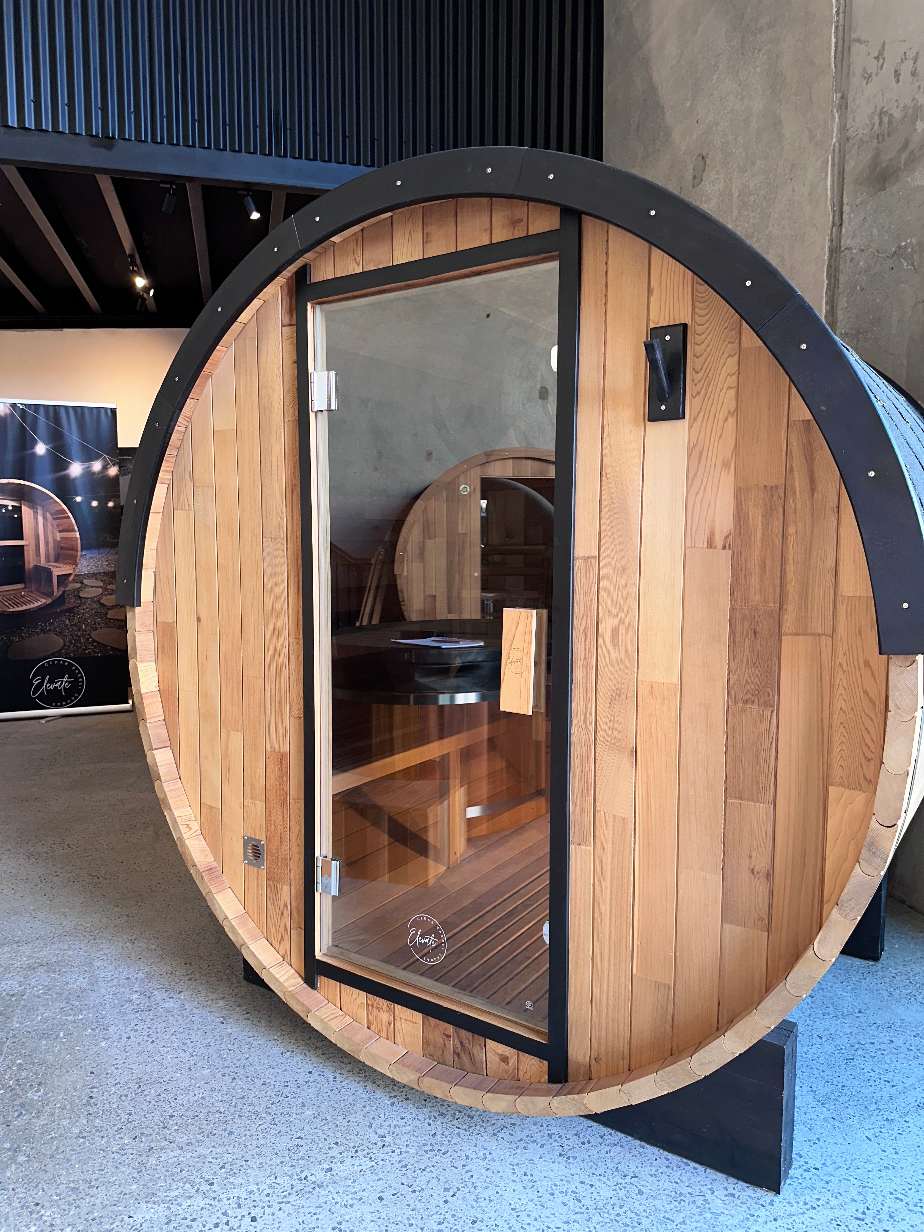 Urban 2-4 Person Traditional Cedar Barrel Sauna | Black Edition