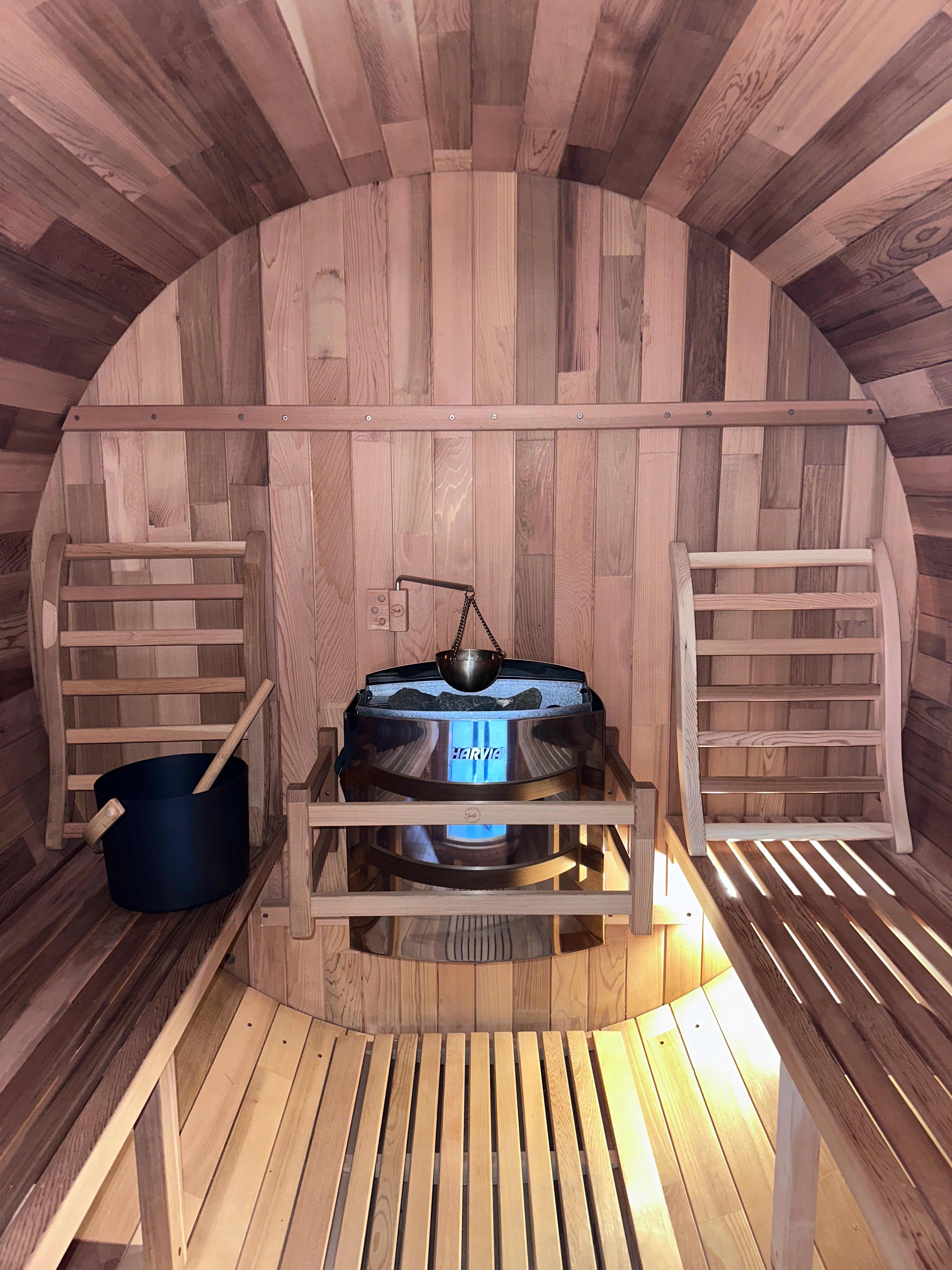 Urban 2-4 Person Traditional Cedar Barrel Sauna | Black Edition