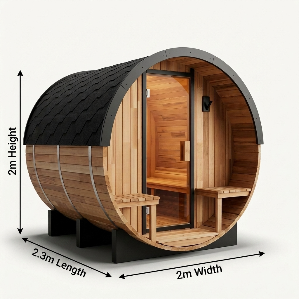 Urban MAX 6 Person Traditional Cedar Barrel Sauna | Black Edition