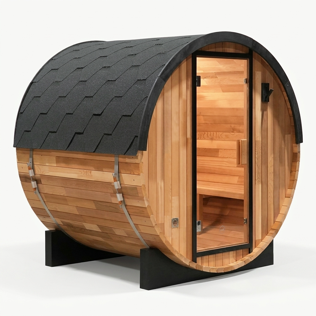Urban 2-4 Person Traditional Cedar Barrel Sauna | Black Edition