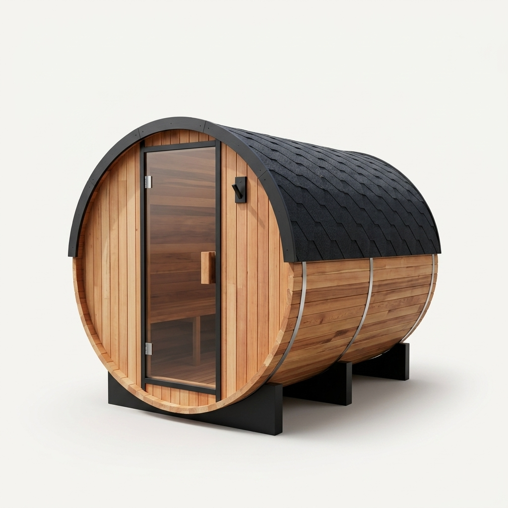 Urban Retreat 4-6 Person Traditional Cedar Barrel Sauna | Black Edition