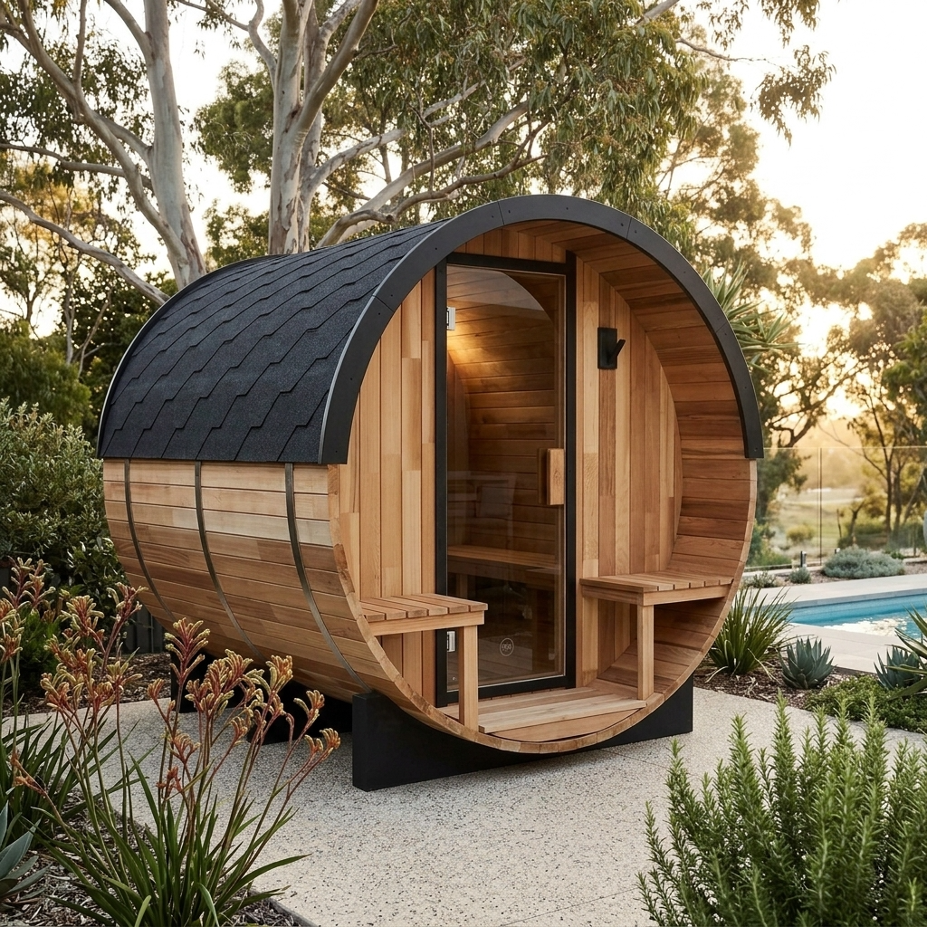 Urban MAX 6 Person Traditional Cedar Barrel Sauna | Black Edition