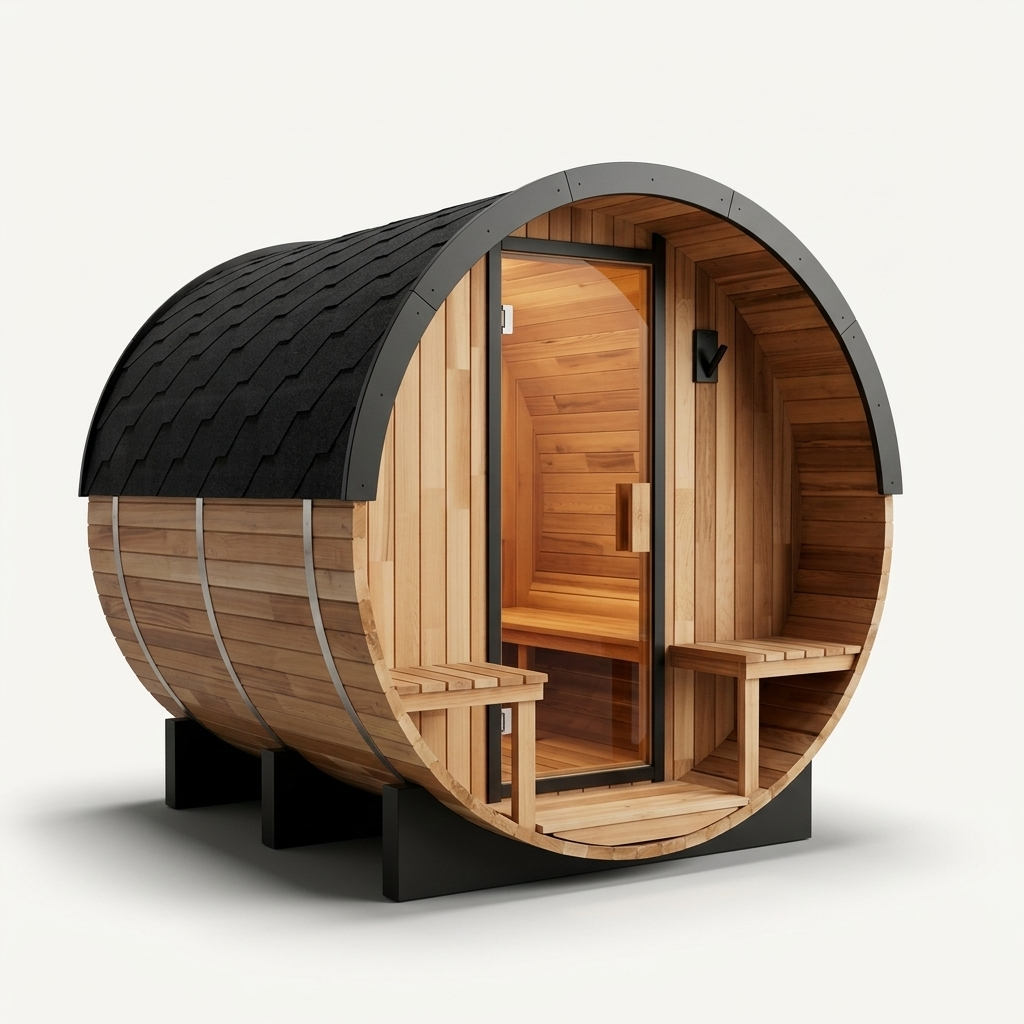 Urban Retreat 4-6 Person Traditional Cedar Barrel Sauna | Black Edition