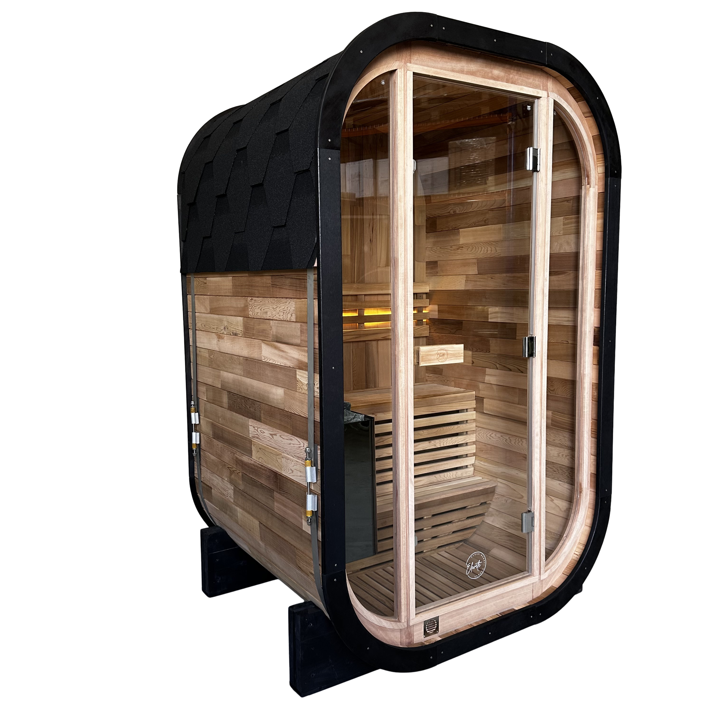 Niche View BLACK 1-2 Person Traditional Outdoor Cedar Cube Sauna