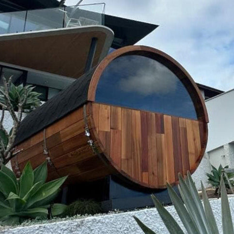 Cove Rearview 4 Person Traditional Cedar Barrel Sauna