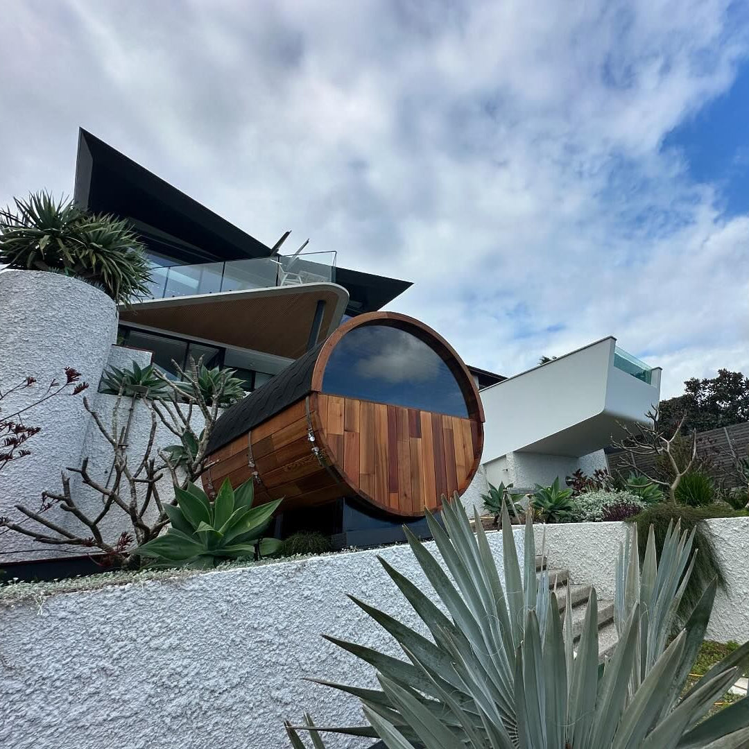 Cove Rearview 4 Person Traditional Cedar Barrel Sauna